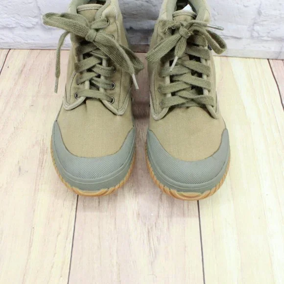 LL Bean Green Canvas Lace Up Casual Ankle Sneakers Shoes Size 7 Medium - Picture 5 of 9